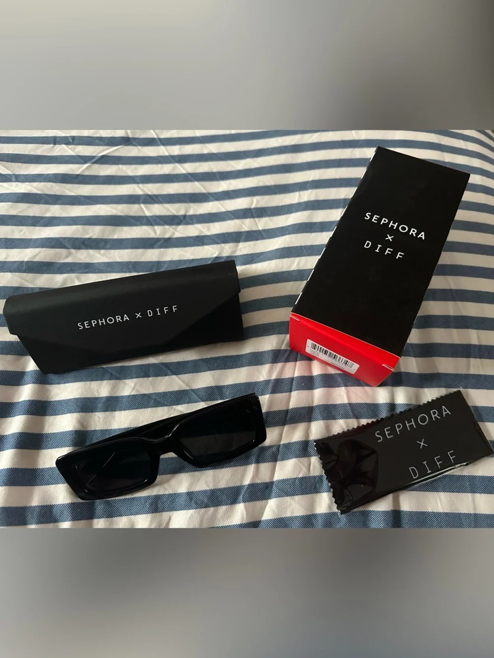 Sephora x Diff Black Rectangular Sunglasses